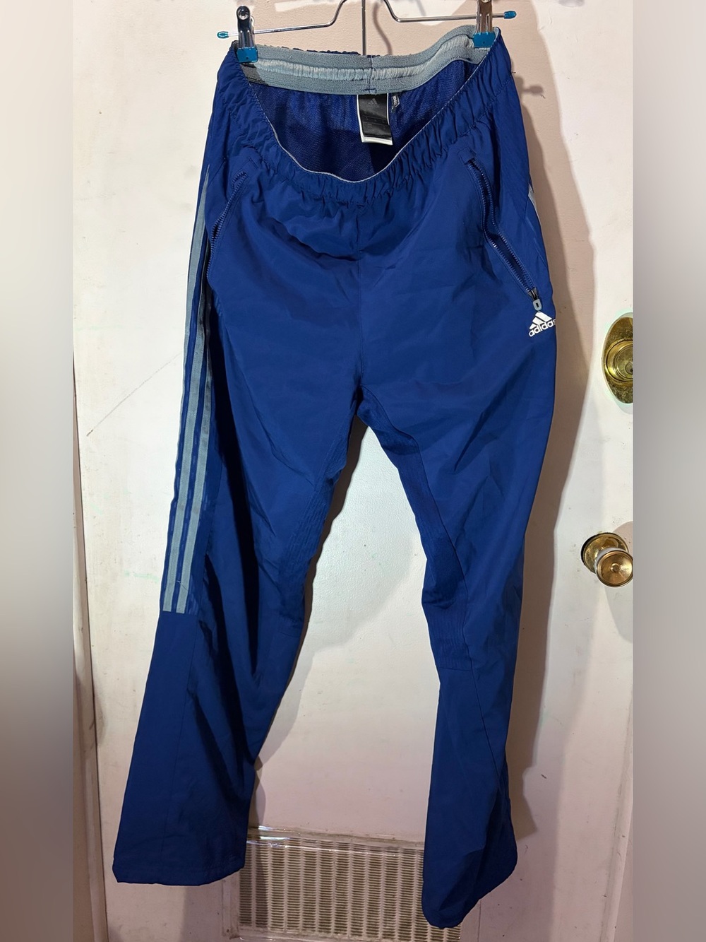 adidas Men’s Royal Blue Track Joggers with Light Blue Stripes